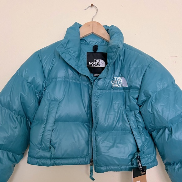 Women’s The North Face Cropped Nuptse in Storm Blue, Size XS - Picture 3 of 6